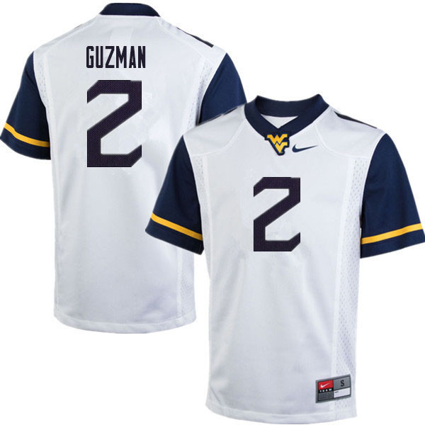 2020 Men #2 Noah Guzman West Virginia Mountaineers College Football Jerseys Sale-White - Click Image to Close